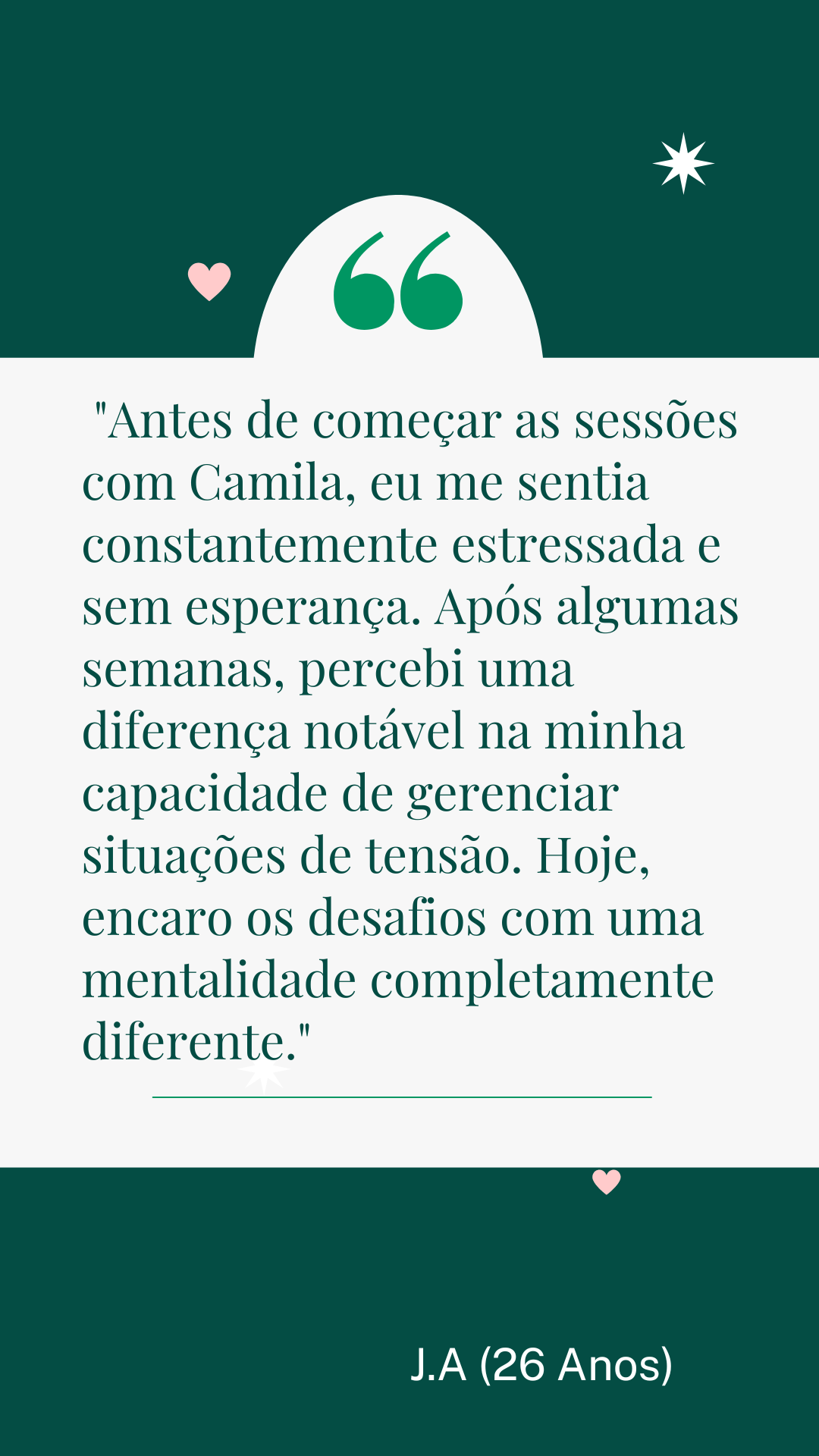 depoimento moderno verde e rosa - story